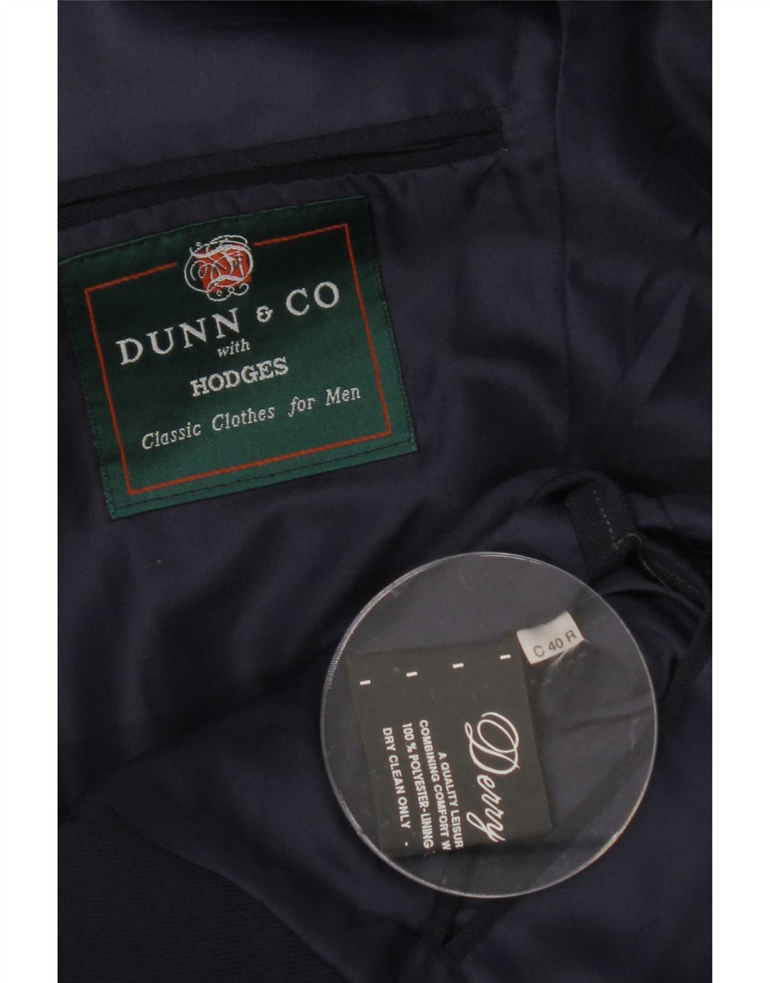 Мужской пиджак Dunn &Co с 2 пуговицами UK 40, большой темно-синий полиэстер