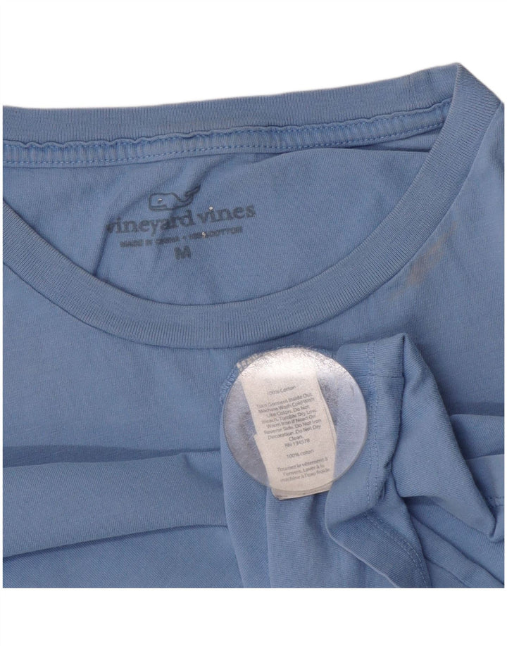 Мужская футболка с рисунком Vineyard Vines, хлопковый топ среднего синего цвета