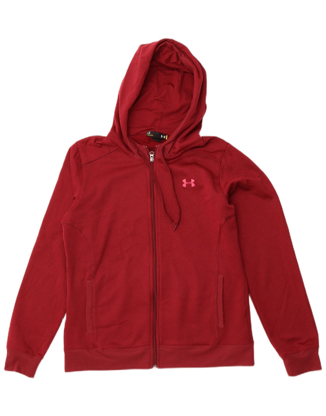 Женский свитер с капюшоном на молнии UNDER ARMOR UK 16, большой бордовый полиэстер