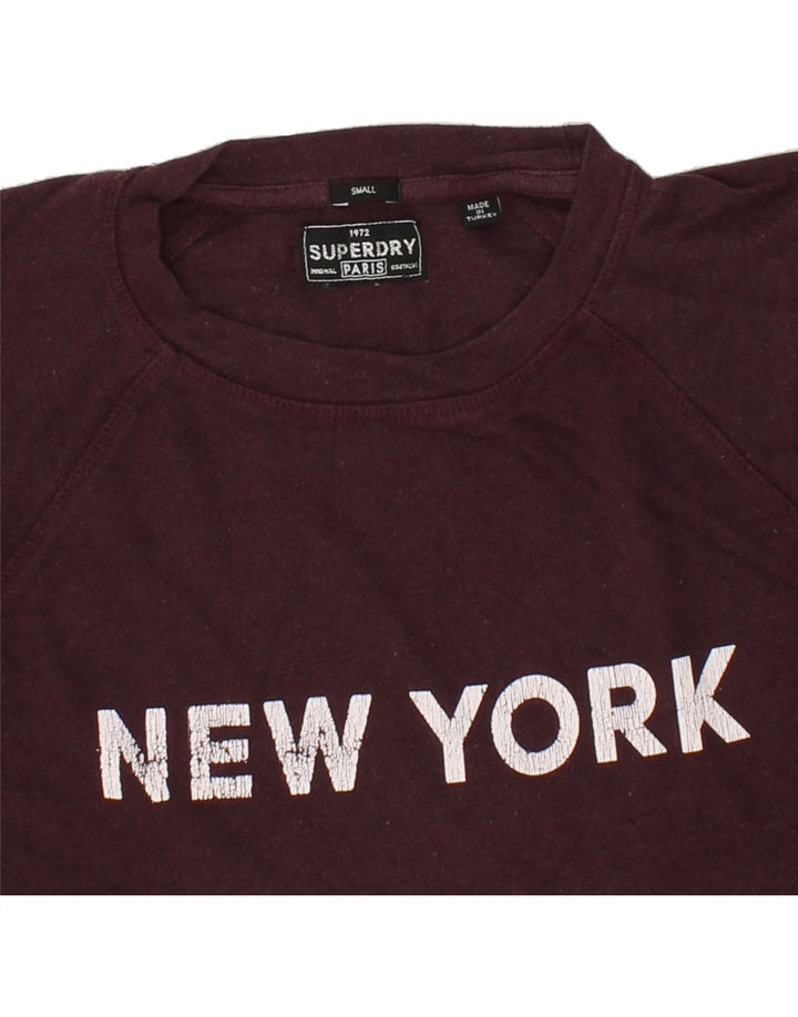 SUPERDRY Womens Oversized Graphic Sweatshirt Jumper UK 10 Small Burgundy Vintage Superdry and Second-Hand Superdry from Messina Hembry 