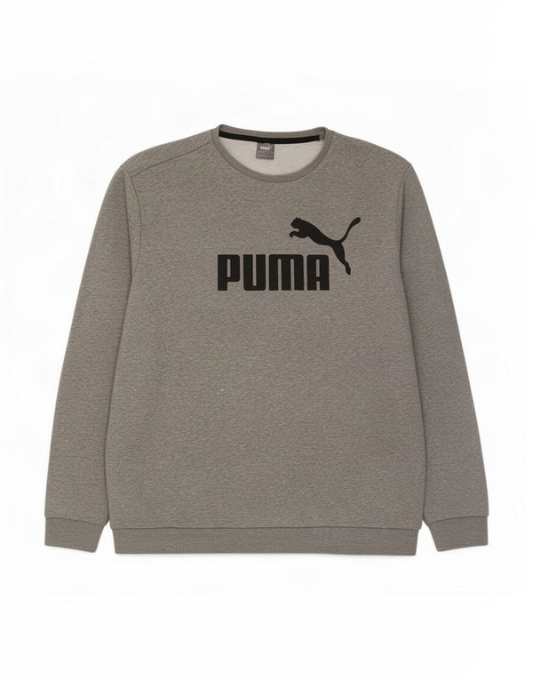 Мужской свитшот с рисунком Puma 4XL, серый хлопок с крапинками
