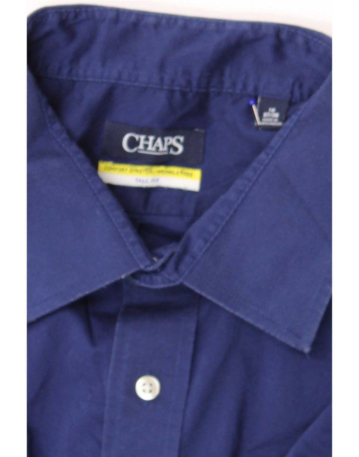 Мужская рубашка Chaps для высоких, размер 18, 2XL, синяя, хлопок