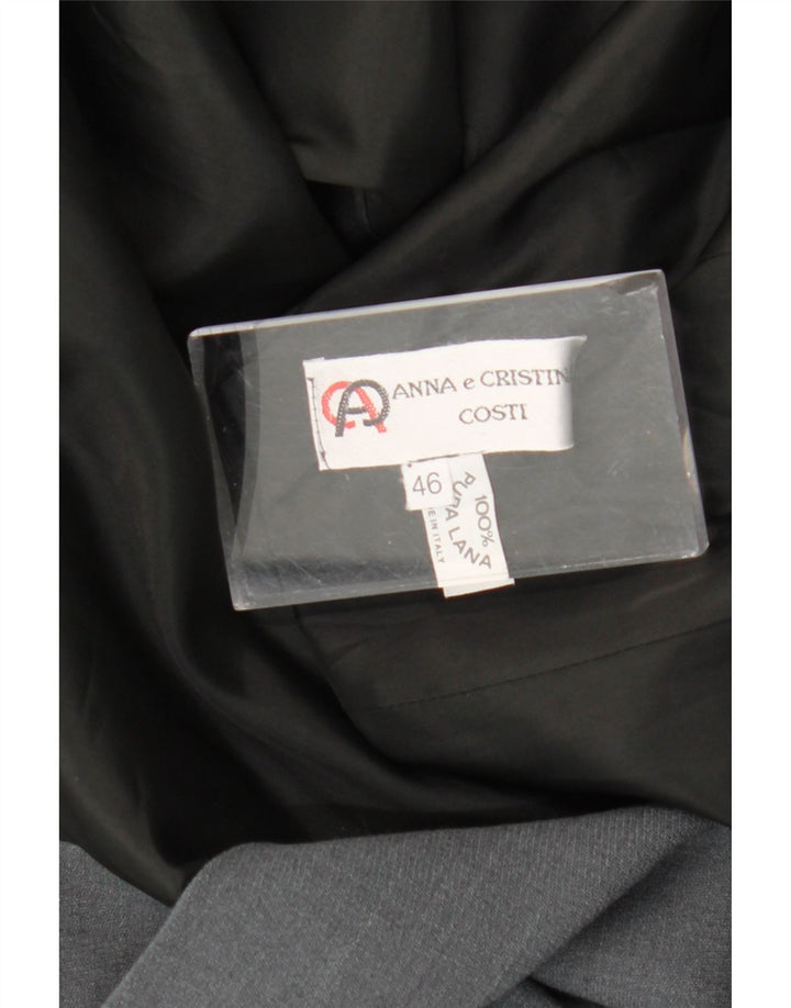 Винтажное женское двубортное пальто IT 46, большое, серое, шерсть