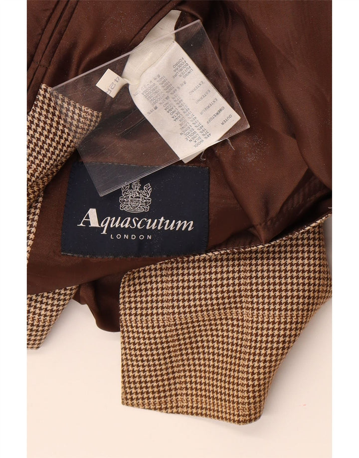 Мужской пиджак Aquascutum на 2 пуговицах, Великобритания, 42 XL, коричневый, шерсть с узором «гусиные лапки»
