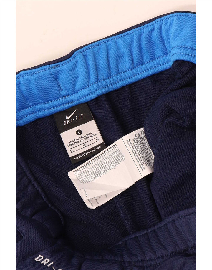 Мужские спортивные брюки Nike Dri Fit, большие темно-синие брюки из полиэстера