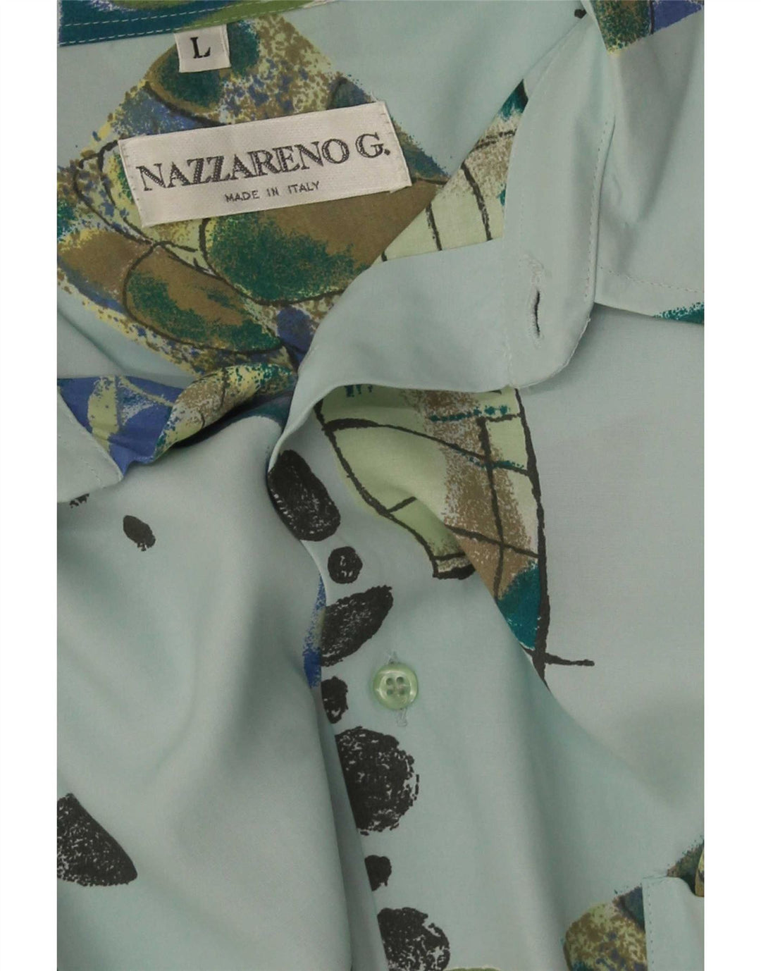 Nazzareno G. Рубашка мужская большая синяя в стиле пэчворк