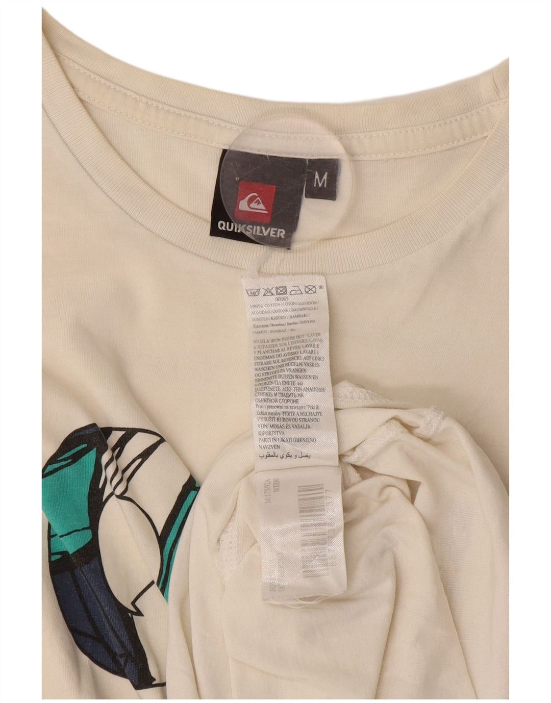 Мужская футболка Quiksilver с рисунком, хлопковый топ среднего размера, белый цвет