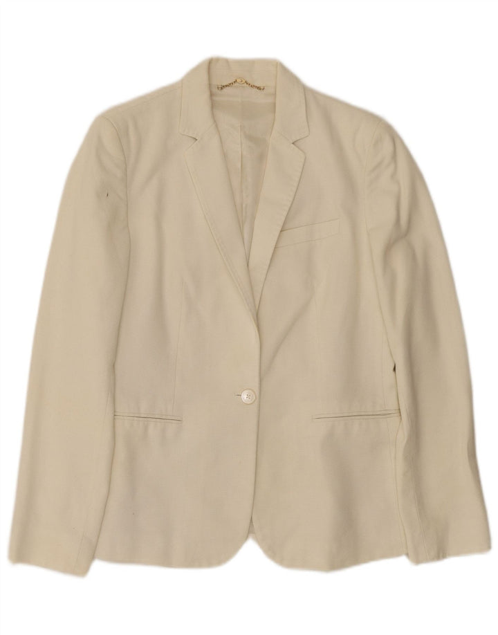 Женский пиджак на 1 пуговице Massimo Dutti EU 40, средний цвет, белый хлопок