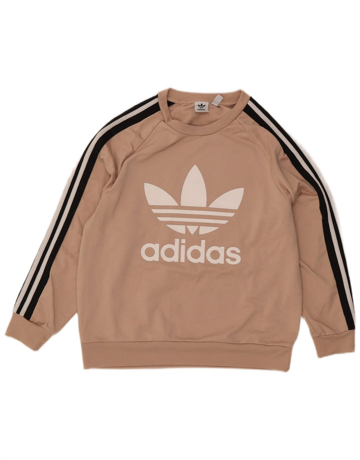 Женский свитер с рисунком Adidas UK 14, большой, бежевый, полиэстер