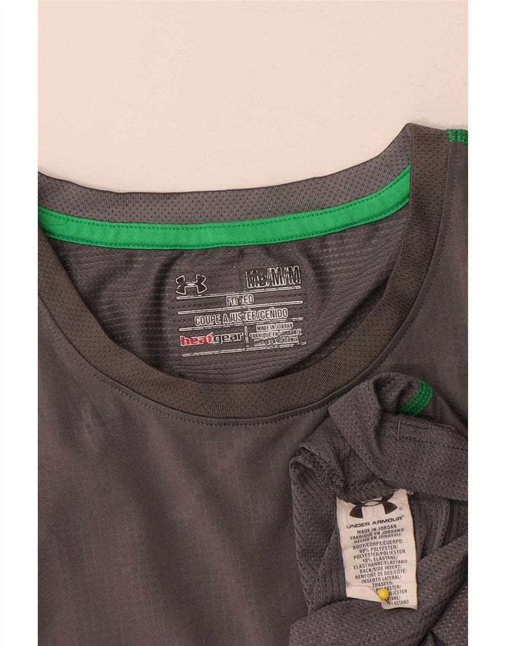 Мужская футболка Under Armour Heat Gear, верх из полиэстера среднего серого цвета с геометрическим рисунком