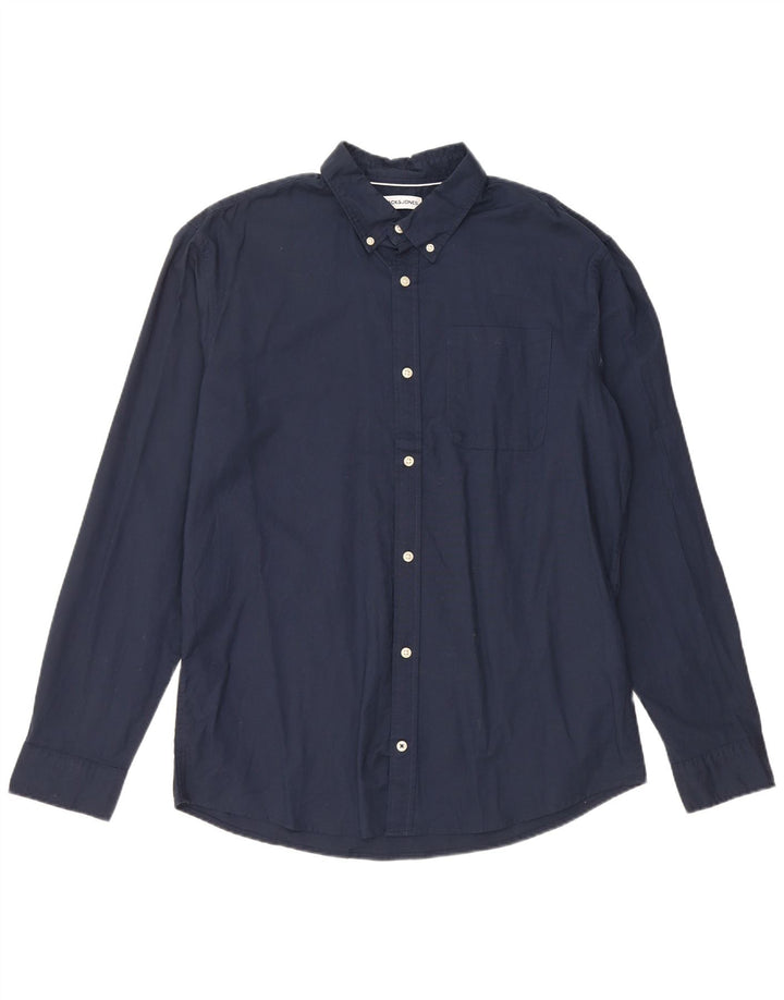 Мужская рубашка Jack & Jones XL, темно-синяя, хлопок