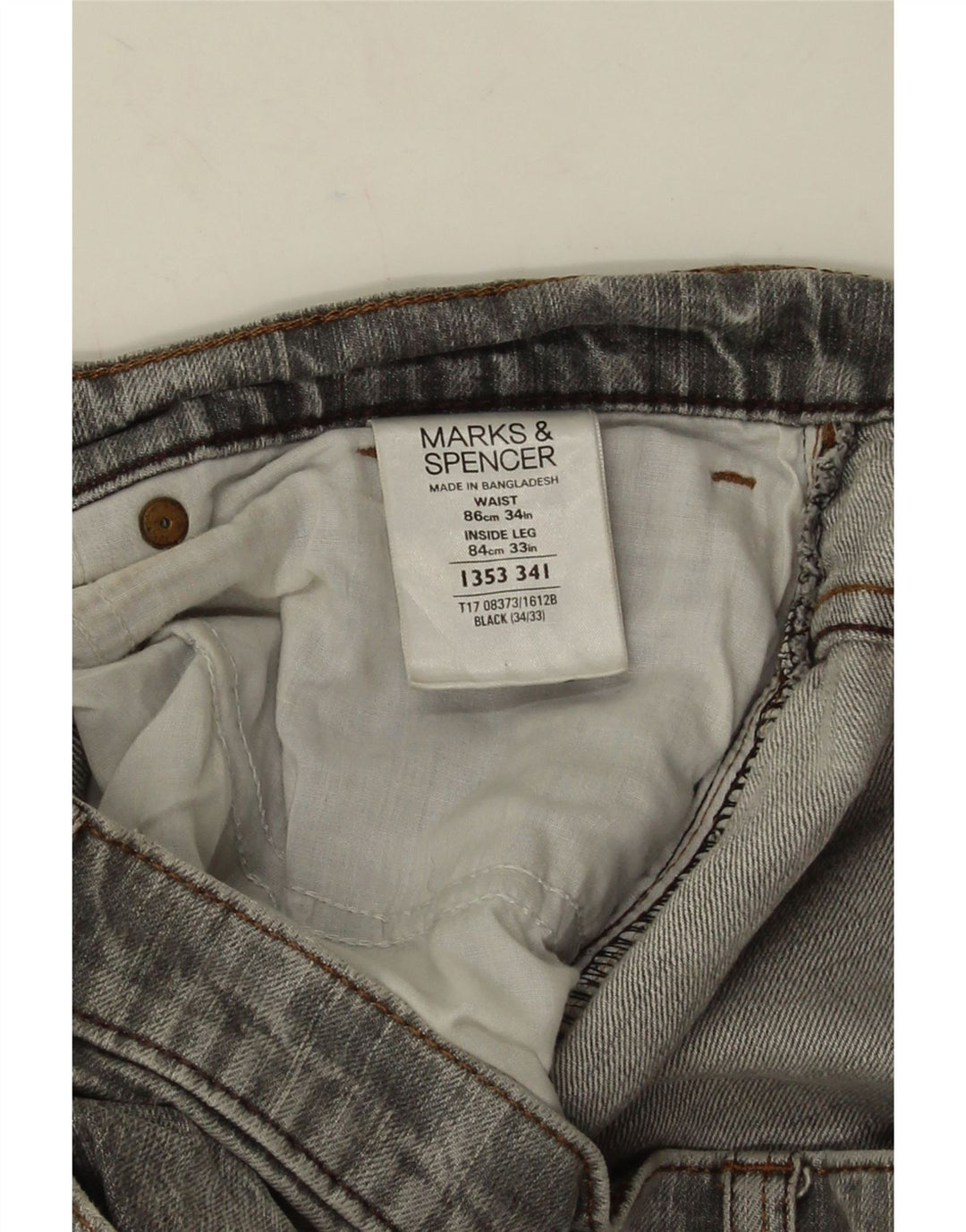 Мужские прямые джинсы Marks & Spencer W34 L33 серые, хлопковые