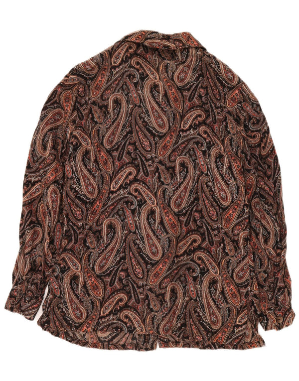 Женская рубашка VINTAGE UK 14, большая черная с узором пейсли