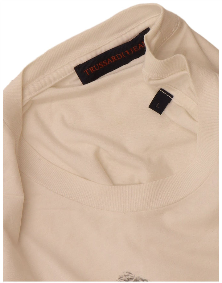 Мужская футболка с рисунком Trussardi Jeans, большая белая