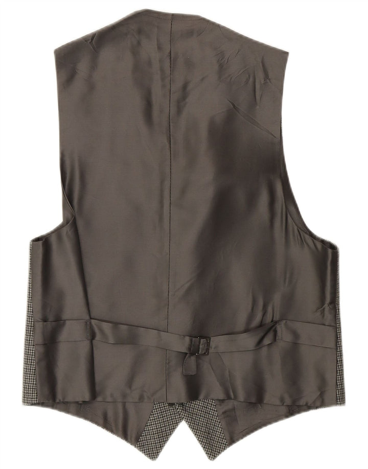 Винтажный мужской жилет среднего серого цвета с узором «гусиные лапки»