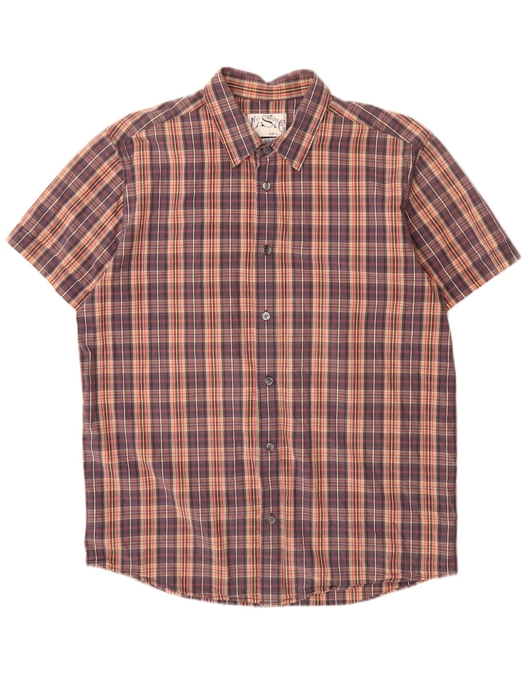 Мужская рубашка классического кроя с коротким рукавом Levi's, большая разноцветная клетка, хлопок