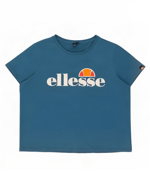 Женская футболка с рисунком Ellesse Top UK 28 6XL, синяя, хлопок