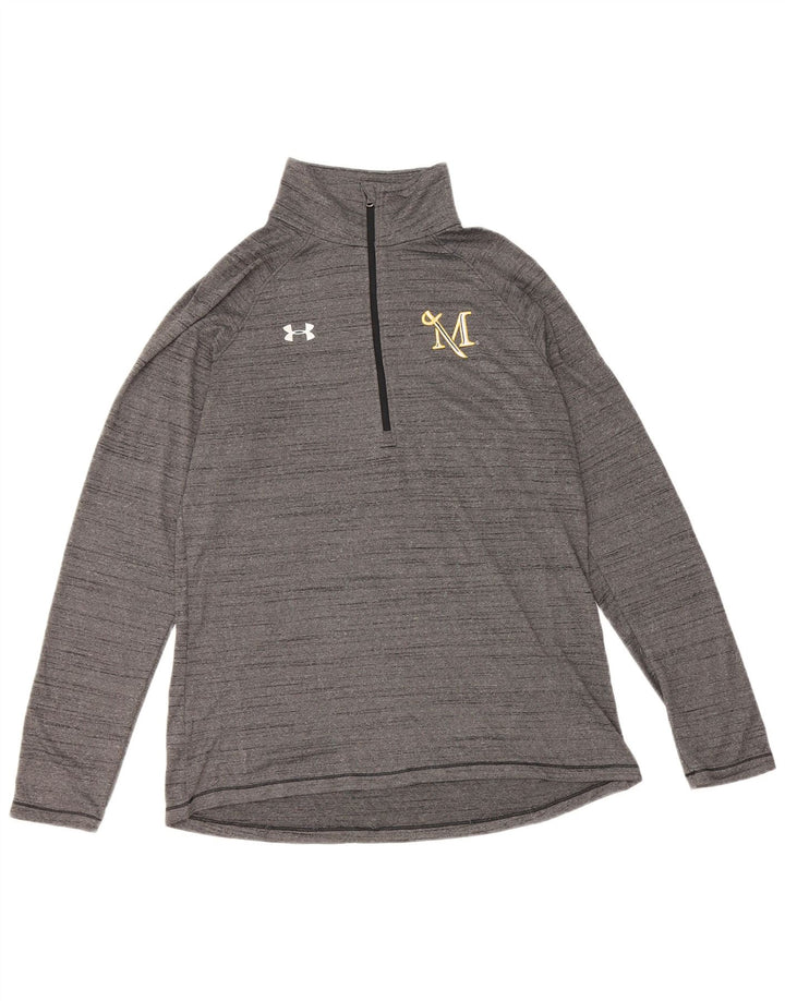 Мужской пуловер с воротником на молнии UNDER ARMOR, топ среднего серого цвета