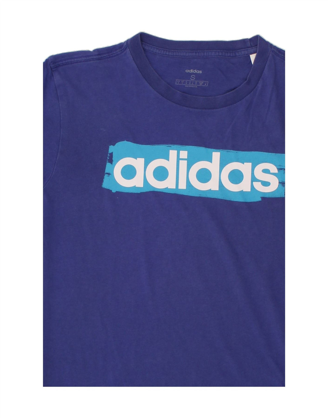ADIDAS Mens Graphic T-Shirt Top Small Blue Cotton Vintage Adidas and Second-Hand Adidas from Messina Hembry 