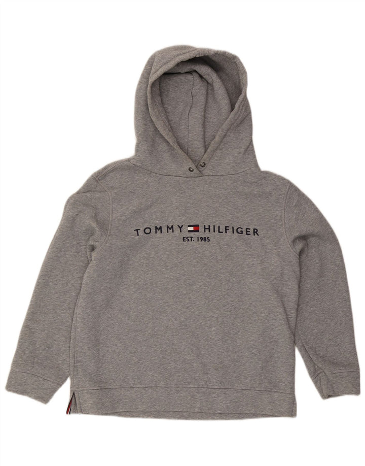 TOMMY HILFIGER Женский джемпер с капюшоном оверсайз с рисунком UK 14 Средний серый