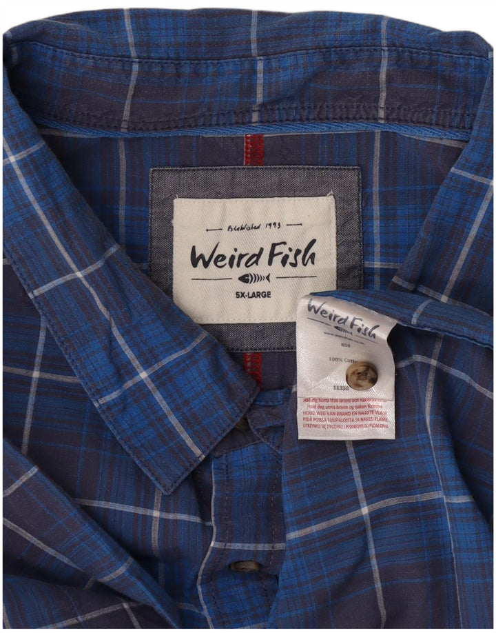 Мужская рубашка с коротким рукавом Weird Fish 5XL, синяя клетка, хлопок