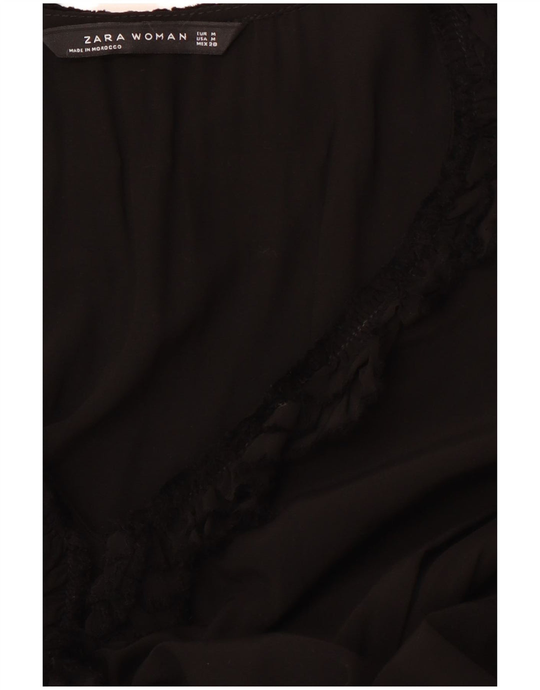 Женское платье трапециевидной формы с оборками спереди и длинными рукавами ZARA UK 12, средний черный цвет