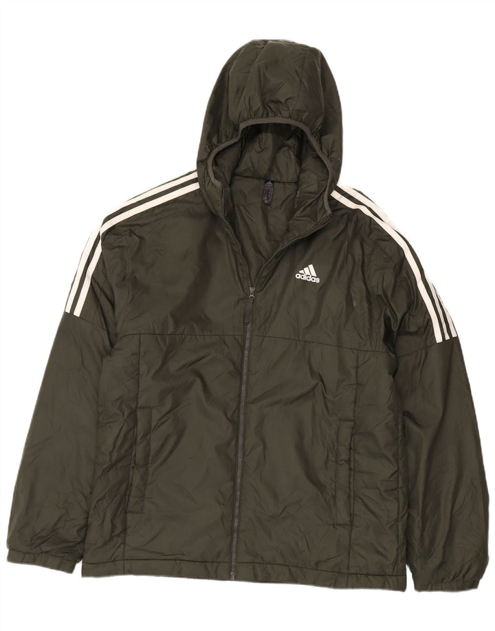 Мужская утепленная куртка Adidas с капюшоном UK 38, средний хаки, полиэстер