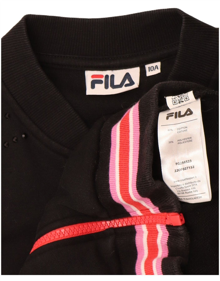 Спортивный костюм FILA для девочек, верхняя куртка 9-10 лет, черный хлопок