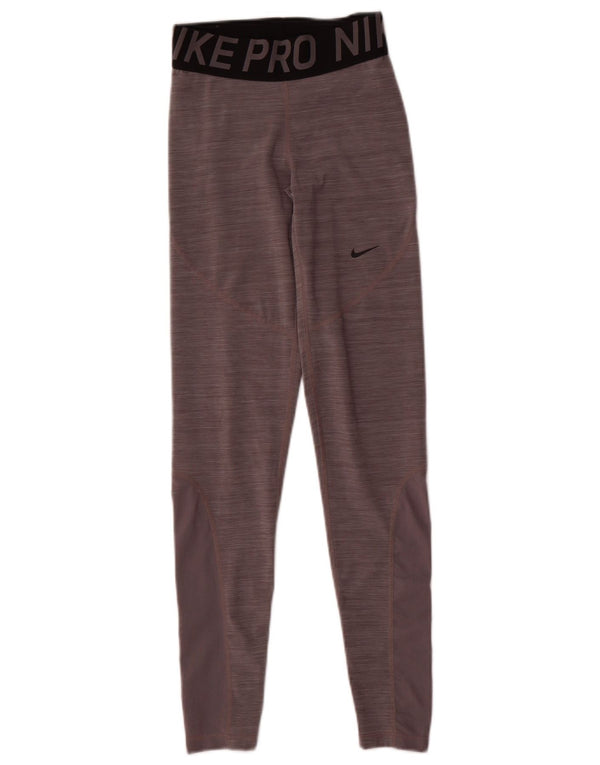 Женские леггинсы с рисунком Nike Dri Fit UK 4 XS, серые, полиэстер с цветными блоками