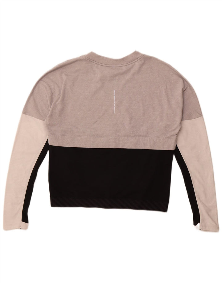 Женский топ Nike Dri Fit с длинным рукавом UK 10, маленький серый полиэстер с цветными блоками