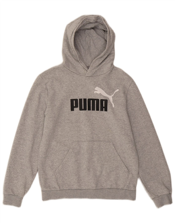 Толстовка с капюшоном PUMA для мальчиков 13-14 лет, серый хлопок