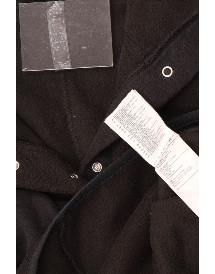 ADIDAS Женский флисовый джемпер оверсайз с капюшоном, Великобритания, 8/10, маленький, черный, полиэстер