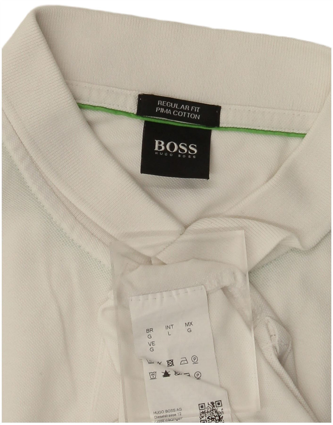 Мужская рубашка-поло обычного кроя Hugo Boss, большой белый хлопок, хлопок