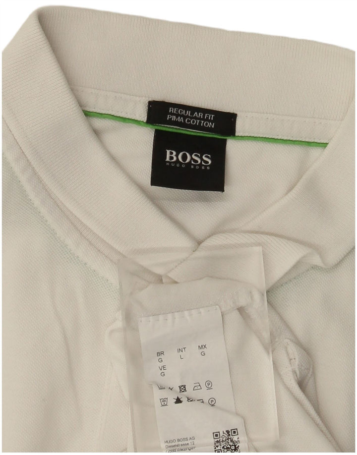 Мужская рубашка-поло обычного кроя Hugo Boss, большой белый хлопок, хлопок