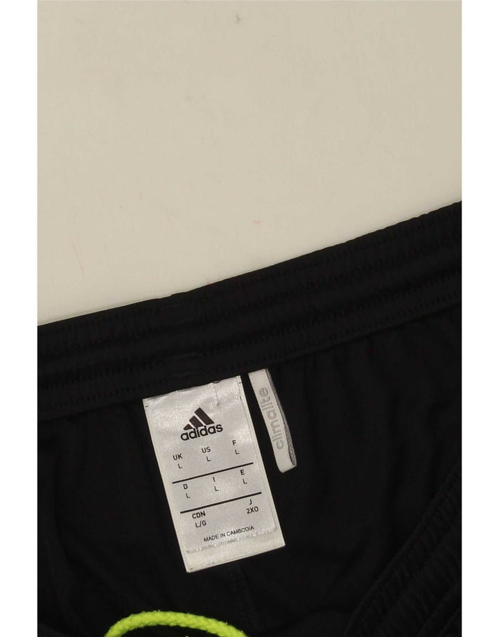 Мужские спортивные шорты Adidas Climalite, большие черные полиэстер с цветными блоками
