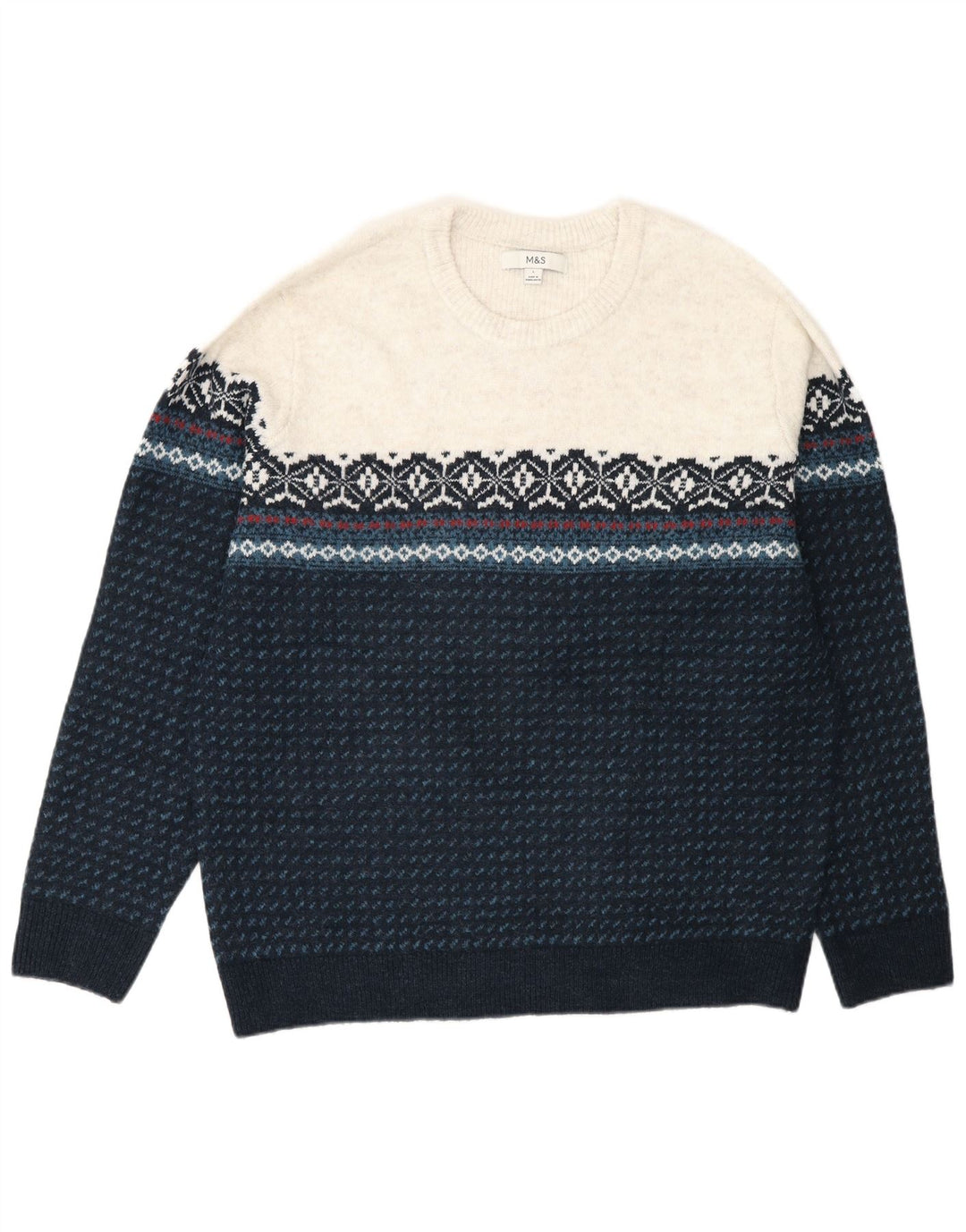 Мужской джемпер с круглым вырезом Marks & Spencer, большой бирюзовый Fair Isle