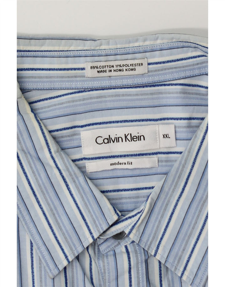 CALVIN KLEIN Мужская рубашка современного кроя 2XL из хлопка в синюю полоску