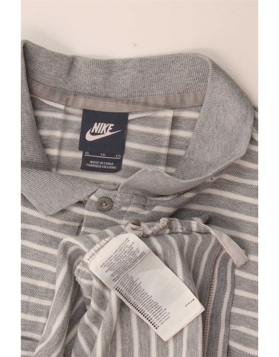 Мужская рубашка-поло Nike XL, хлопковая серая полоска