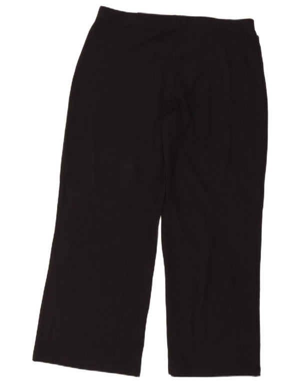 Marks & Spencer Womens Wide Leg Cropped Trousers UK 16 Large W34 L26 Black