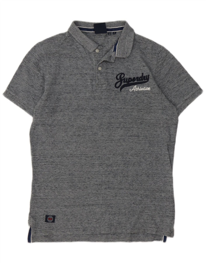 Мужская рубашка-поло с рисунком Superdry, хлопковая ткань среднего серого цвета с крапинками