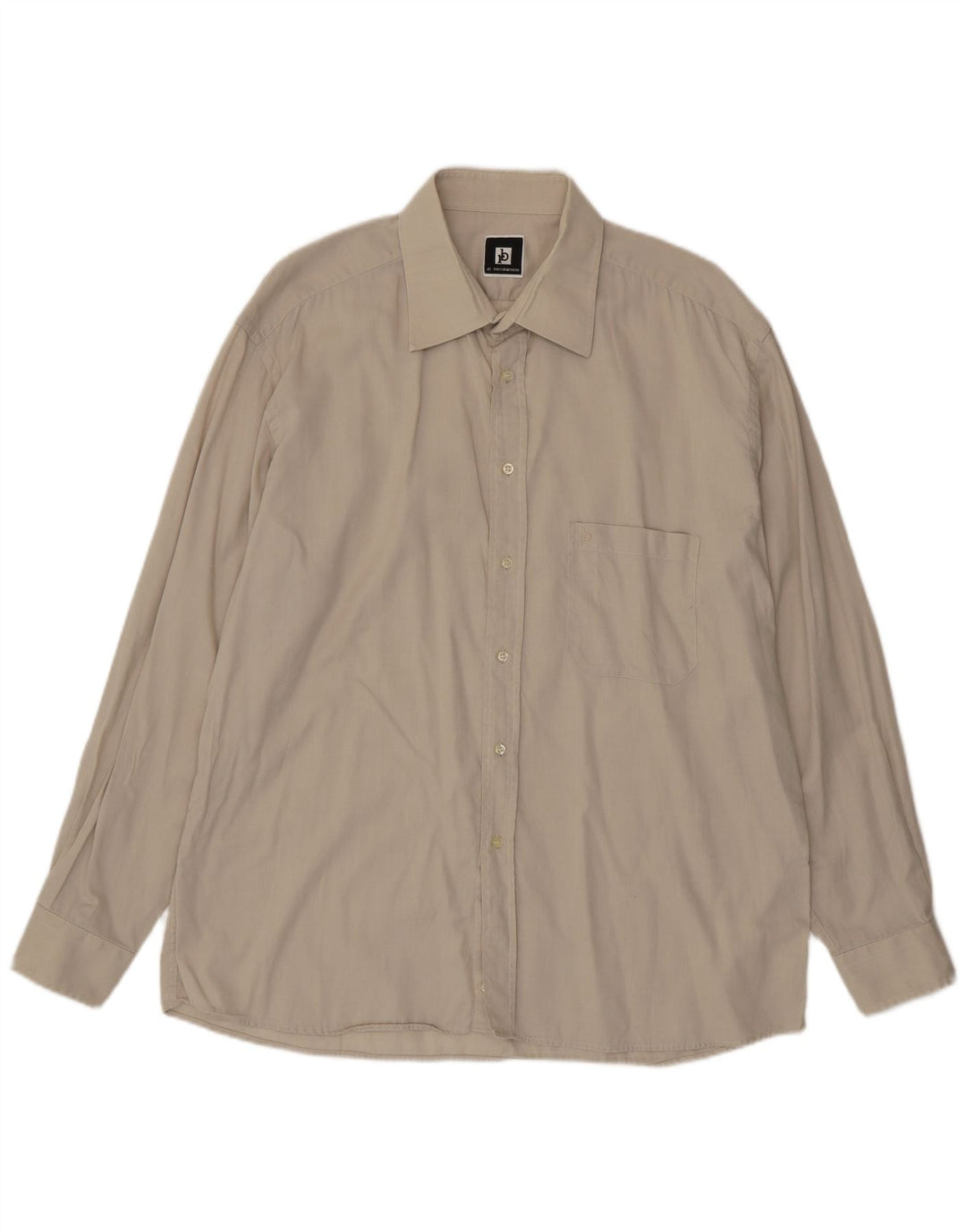 Мужская рубашка Roccobarocco, размер 18, 45, 2XL, бежевый хлопок