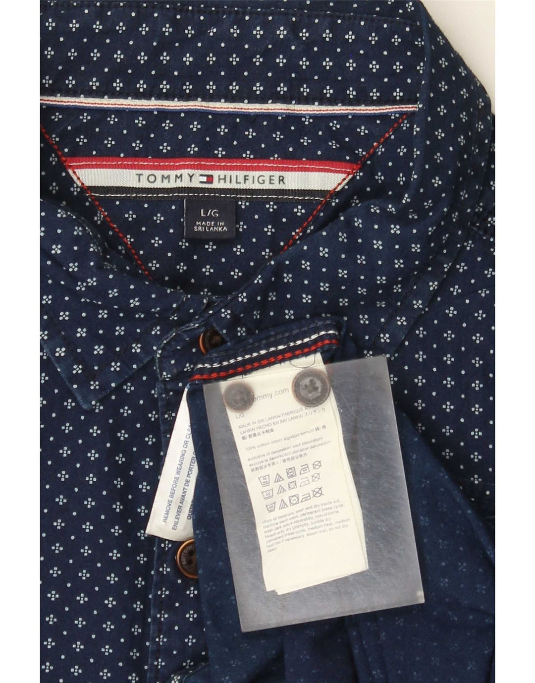 Tommy Hilfiger Мужская рубашка с абстрактным узором, большая темно-синяя хлопковая рубашка