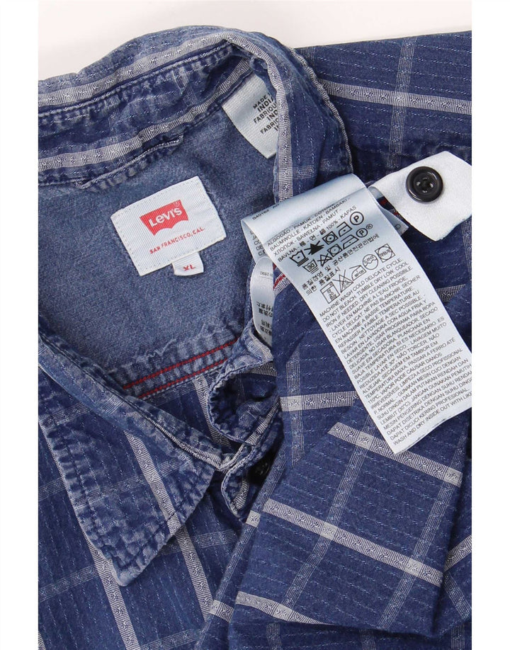 Мужская рубашка Levi's XL, синяя клетка, хлопок