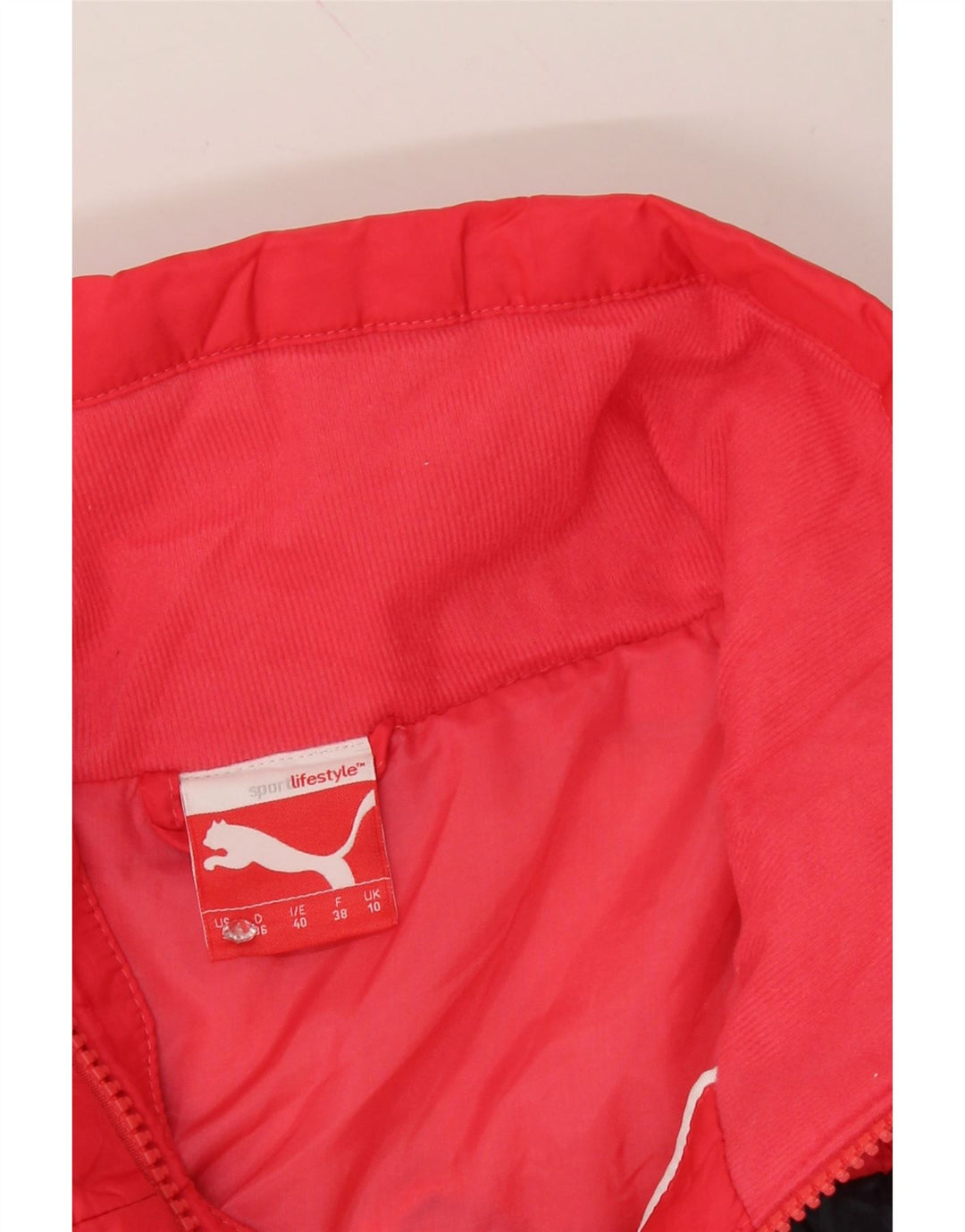 PUMA Womens Padded Gilet UK 10 Small Red Colourblock Polyester Vintage Puma and Second-Hand Puma from Messina Hembry 