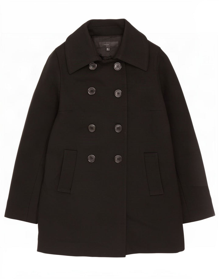 Женское двубортное пальто Zara UK 10, маленькое черное шерстяное пальто