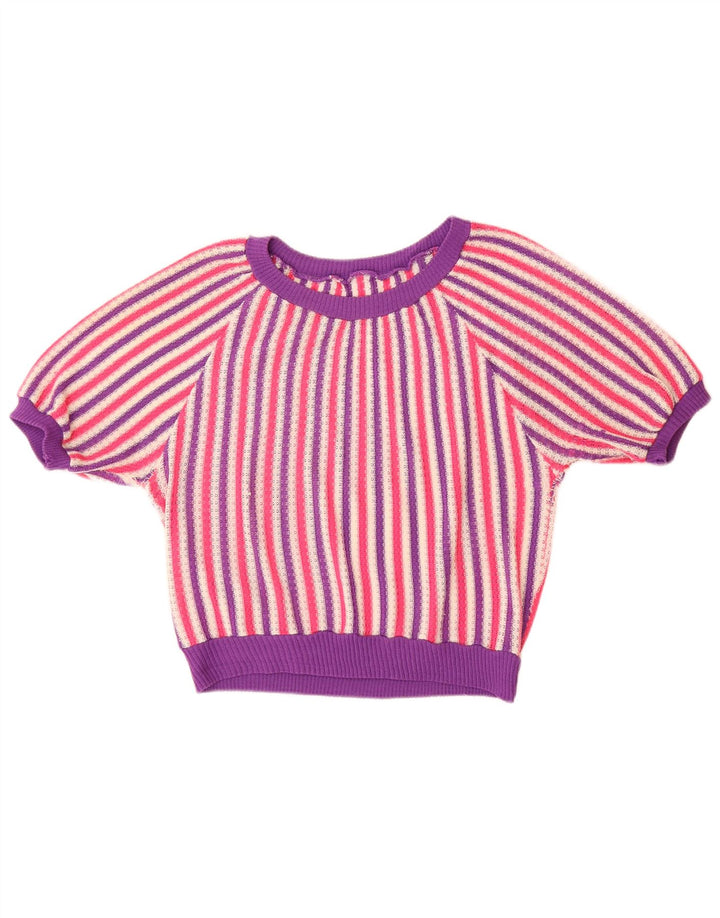 ВИНТАЖНЫЙ женский джемпер с вырезом «лодочка», Великобритания, 14, большие разноцветные полоски