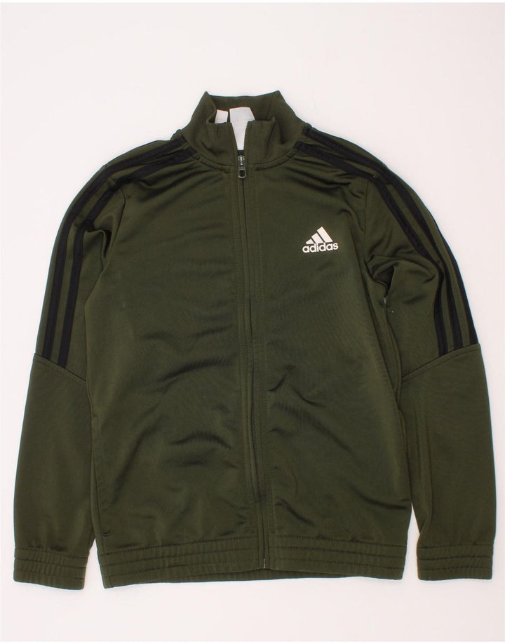 Спортивный костюм Adidas для мальчиков, верхняя куртка 9-10 лет, цвет хаки, полиэстер