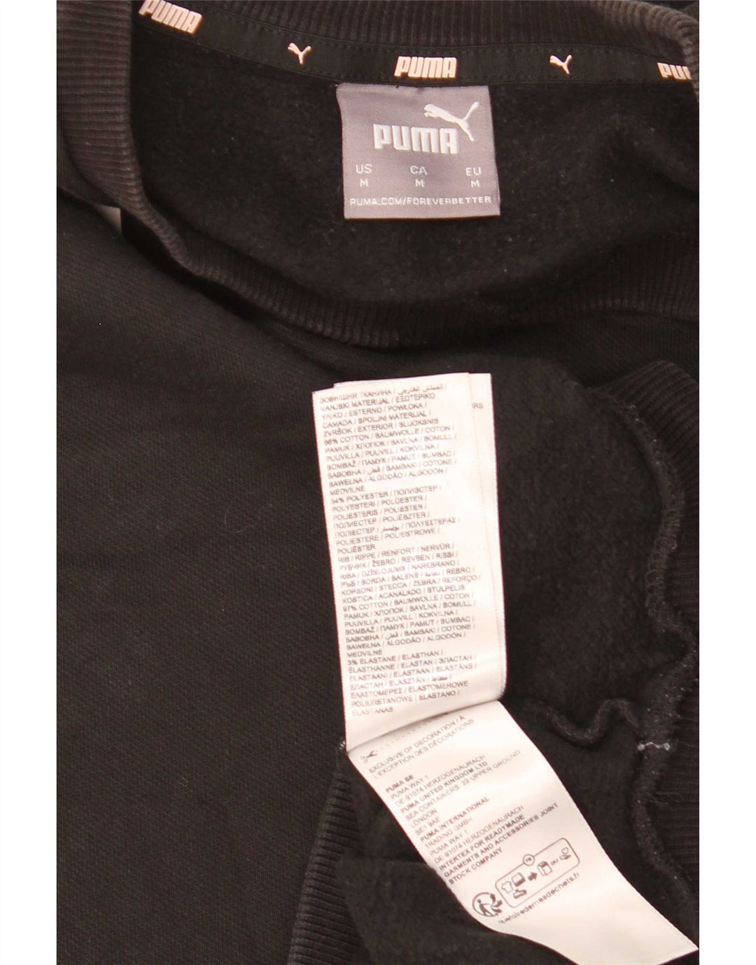 Мужской свитшот с рисунком Puma, хлопковый джемпер среднего размера, черный