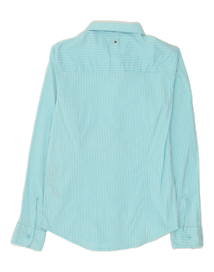 TOMMY HILFIGER Girls Shirt 13-14 Years Large Turquoise Pinstripe Cotton | Vintage Tommy Hilfiger | Thrift | Second-Hand Tommy Hilfiger | Used Clothing | Messina Hembry 