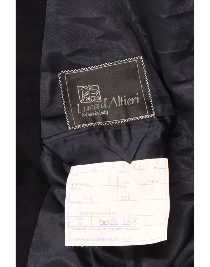 LUCA D'ALTIERI Мужское двубортное пальто IT 48 Medium Navy Blue Classic